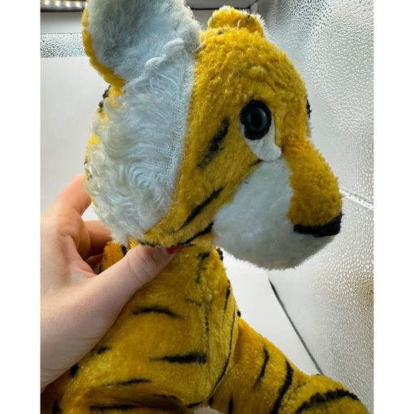 VINTAGE SILK PLUSH TIGER STUFFED JUNGLE CAT CARNIVAL PRIZE GUND KNICKERBOCKER - Picture 7 of 8